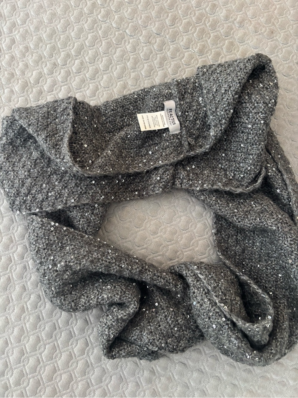Kenneth Cole Gray Sequin Textured Crewneck Sweater